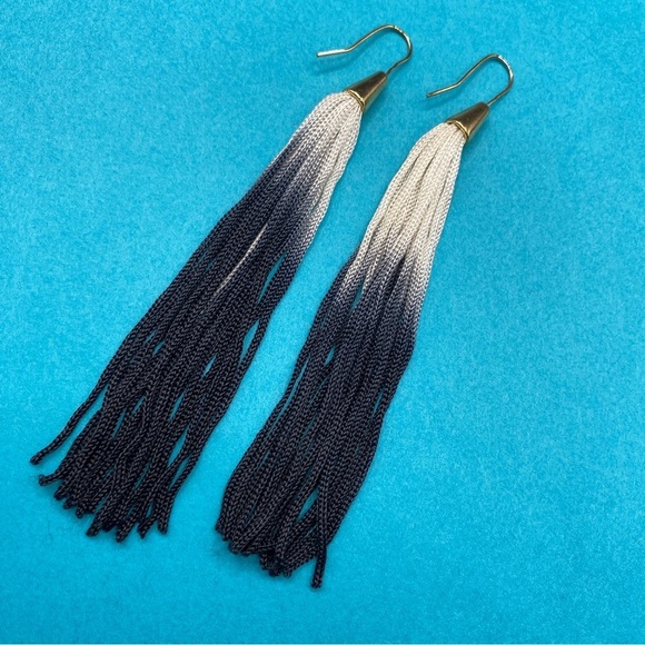 Satin Tassel Ombré Long Silky Earrings - Picture 7 of 8